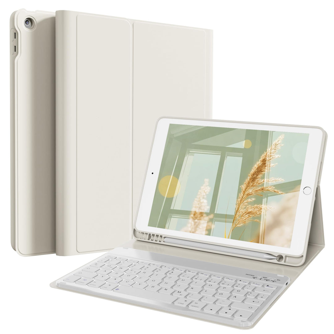 Tastatur Hülle für iPad 10.2 Zoll (9/8/ 7 Generation - 2021/2020/2019), Schutzhülle mit TPU Rückscha