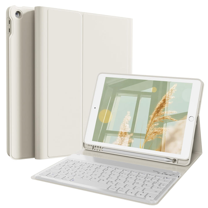 Tastatur Hülle für iPad 10.2 Zoll (9/8/ 7 Generation - 2021/2020/2019), Schutzhülle mit TPU Rückscha