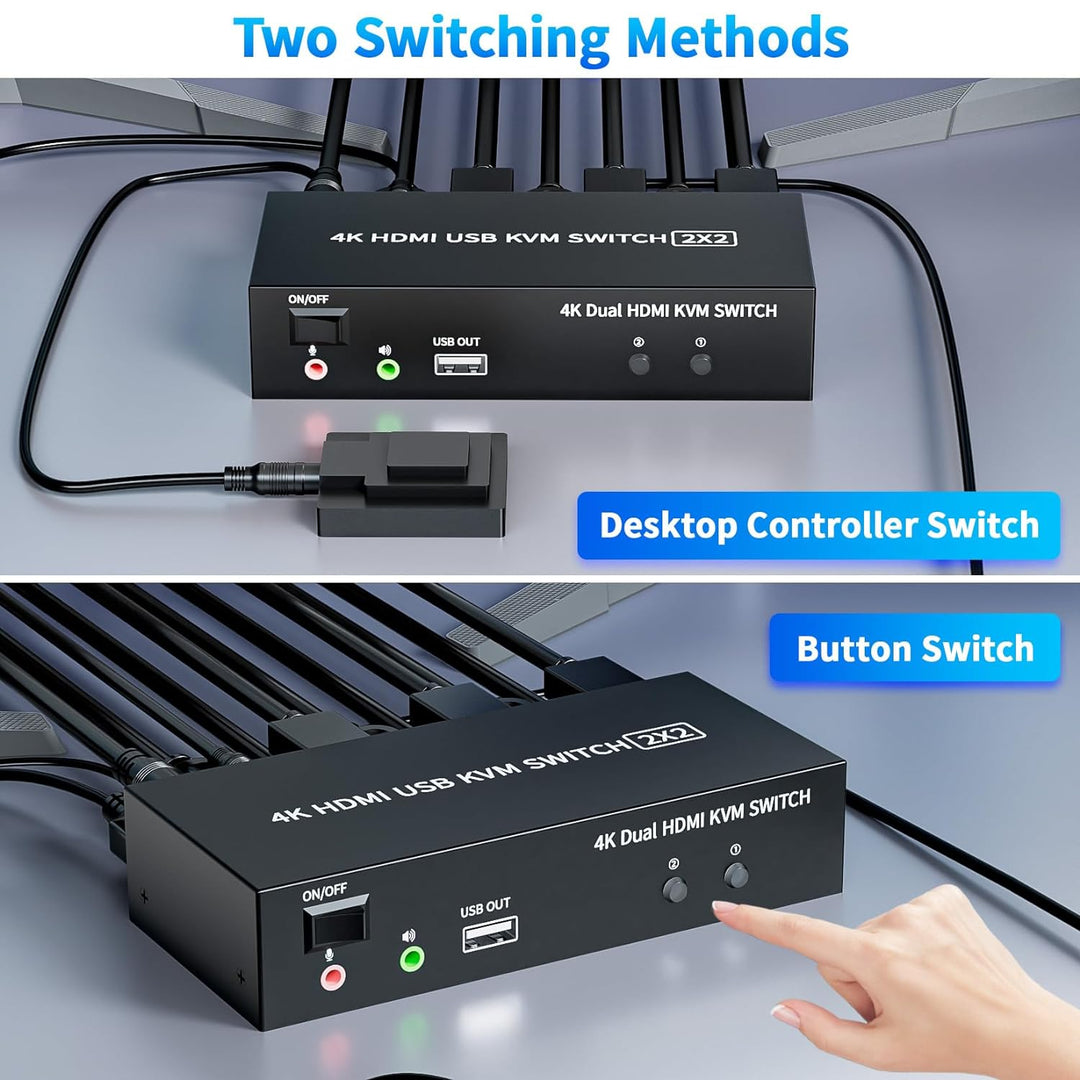 2 Port HDMI USB KVM Switch 4K@60Hz, Bolaazul Dual-Port USB 2,0 HDMI 2,0 KVM Switcher 2x2, Tastatur M