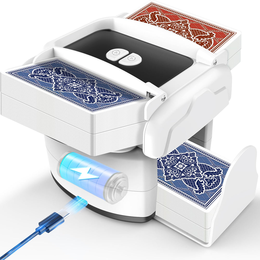 Feebee Kartenmischmaschine Elektrische für 4 Decks - Automatischer Mischmaschine Karten,USB Kartenmi