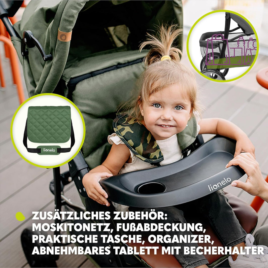 LIONELO Emma Plus Kinderwagen bis zu 15 kg, Kindersportwagen, leicht modern klein Buggy mit Liegepos