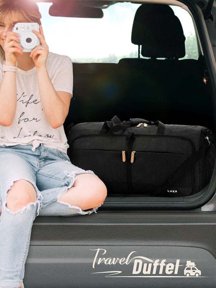 Lekesky Faltbare Reisetasche Weekender mit Schuhfach, 60L Reisetasche Sporttasche Kliniktasche Krank