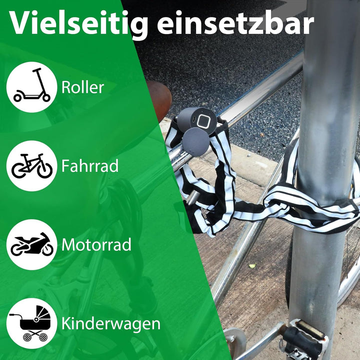 Elektroroller Schloss eLinkSmart Bike Chain Lock Fingerabdruck App Unlock Heavy Duty Anti-Diebstahl
