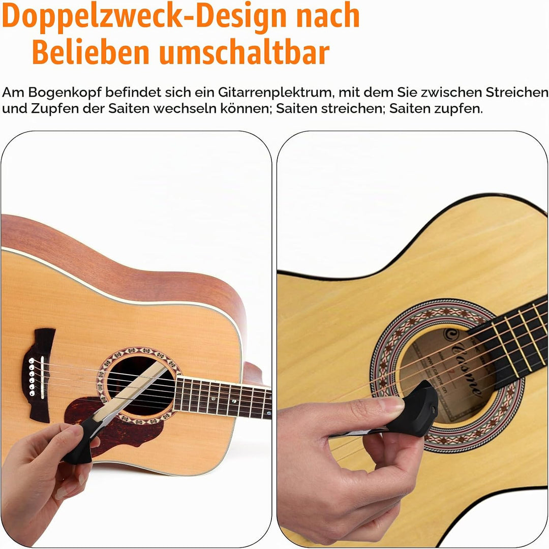 Gitarrenbogen-Set, 2-in-1 Rosshaar-Aluminium-Legierung Gitarrenbogen mit Kolophonium Schleifpapier T