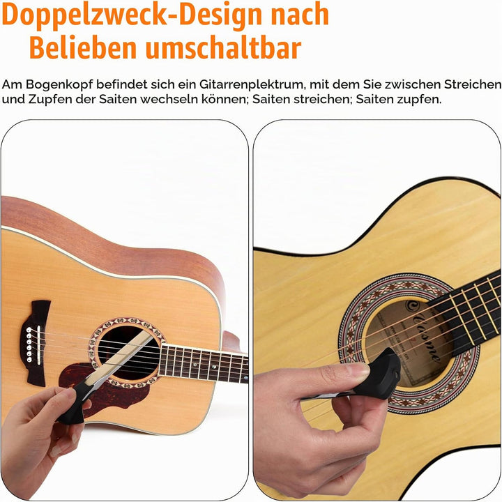 Gitarrenbogen-Set, 2-in-1 Rosshaar-Aluminium-Legierung Gitarrenbogen mit Kolophonium Schleifpapier T