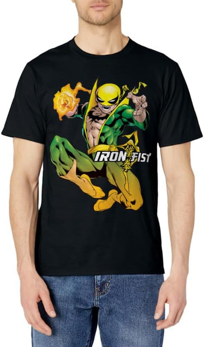 Men's Marvel Iron Fist Power Graphic T-Shirt Medium Baby Blue