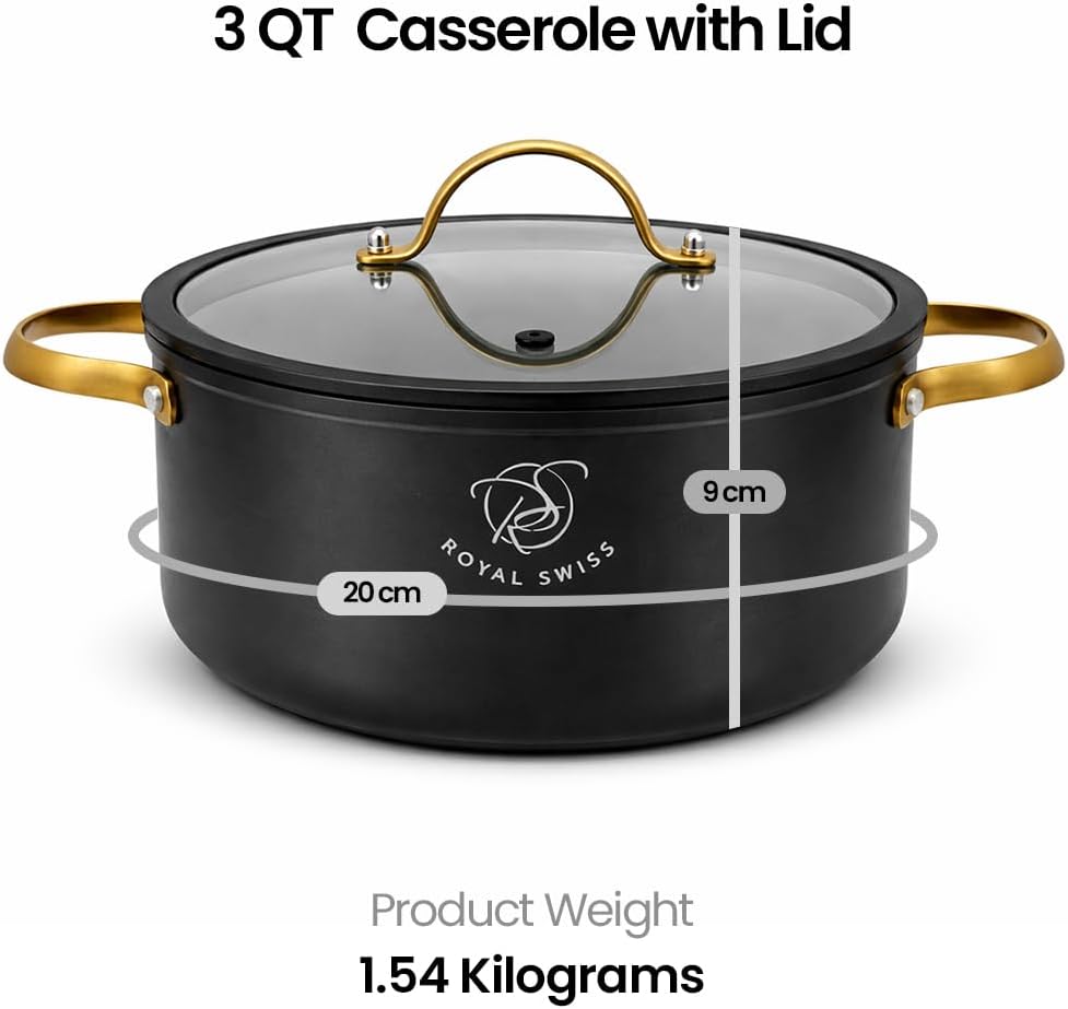 Schmortopf Kochtopf - Marmor Antihaft Cast Aluminium Pot mit Silikon Deckel & Dampfventil, Induktion