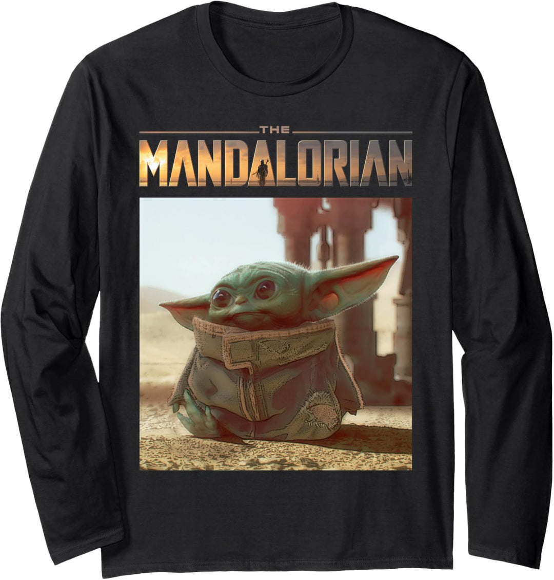 Star Wars The Mandalorian The Child Logo Sitting Portrait Langarmshirt