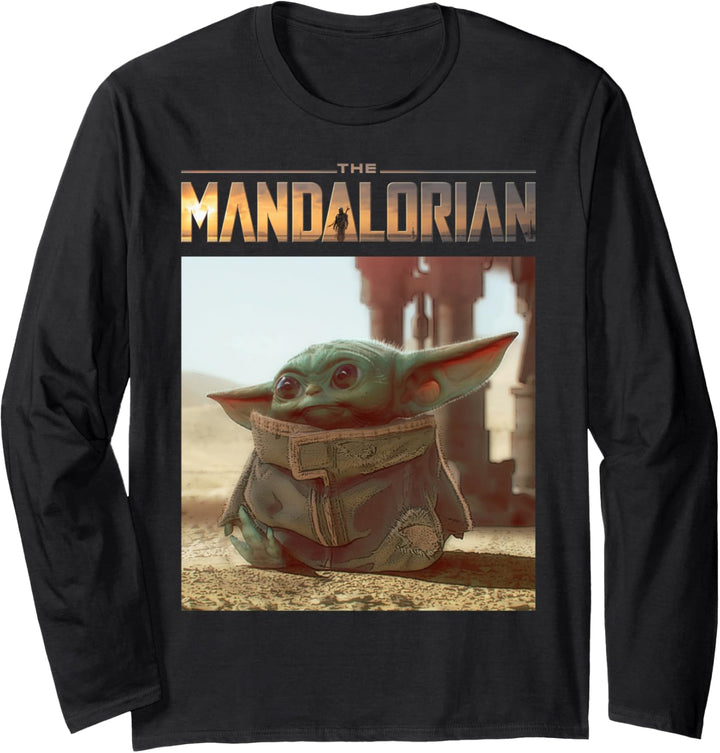 Star Wars The Mandalorian The Child Logo Sitting Portrait Langarmshirt