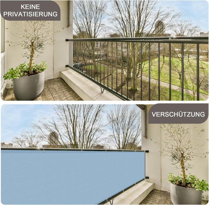 SUNNY GUARD Balkon Sichtschutz Wetterfest 90x500cm Balkonverkleidung Balkonabdeckung Balkonumspannun