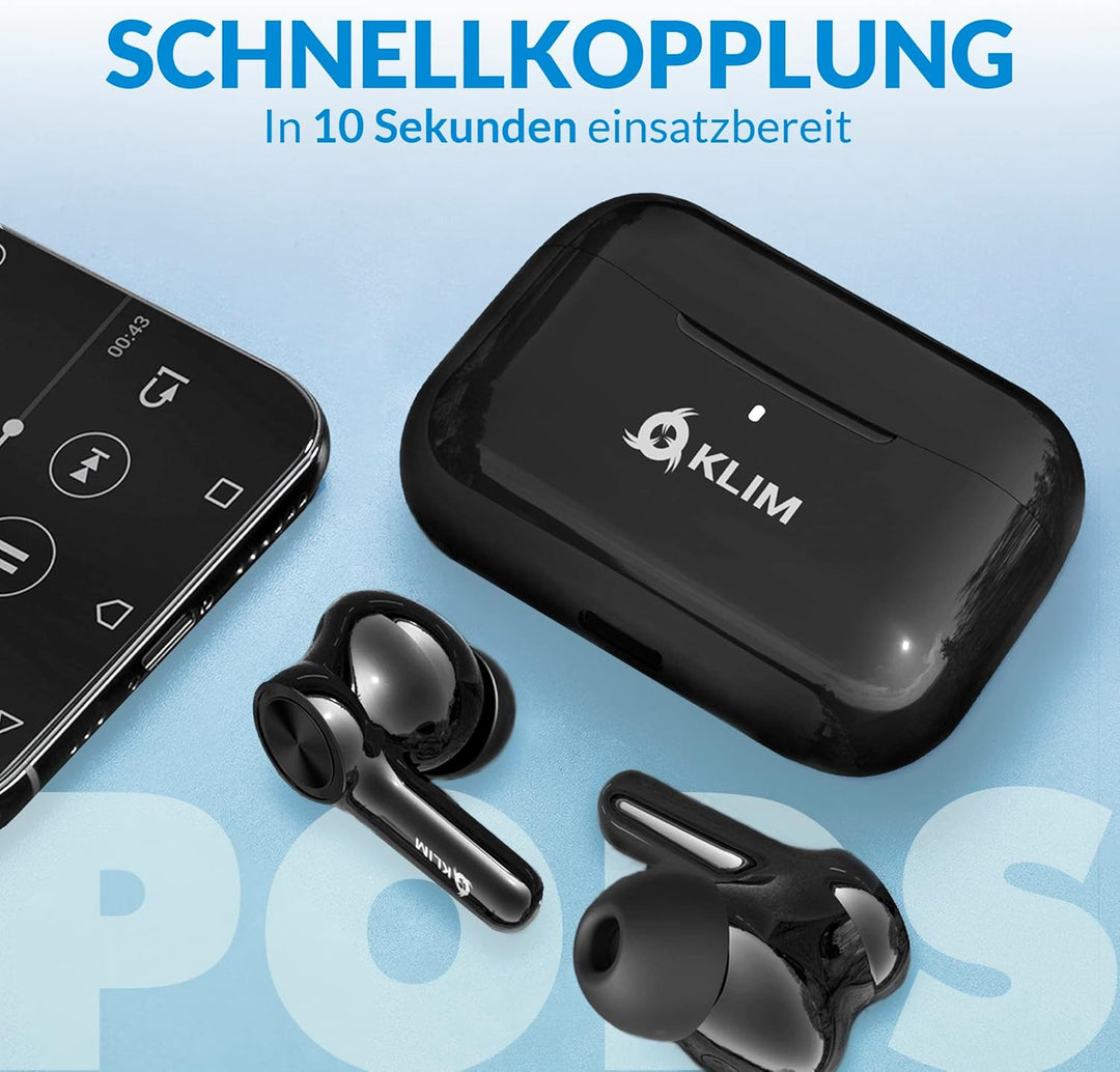 KLIM Pods V2 - NEU 2024 - Bluetooth 5.3 Kopfhörer in Ear - Hohe Klangqualität - ANC - Hervorragende