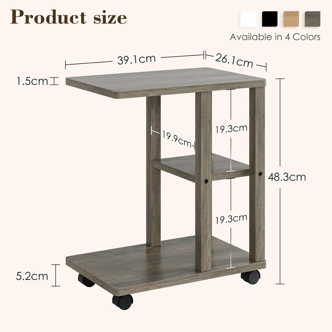 Beistelltisch C-Form, Couchtisch Klein, Holz Beistelltisch Sofatisch, Holz Kaffeetisch Laptoptisch f