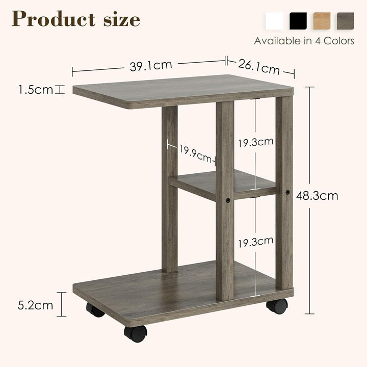 Beistelltisch C-Form, Couchtisch Klein, Holz Beistelltisch Sofatisch, Holz Kaffeetisch Laptoptisch f