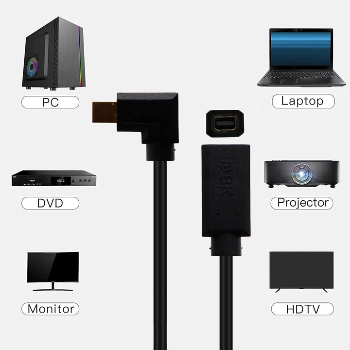 8K60hz Mini DisplayPort Buchse auf Mini DP Stecker Kabel, 90 Winkel rechts Mini Displayport 1,4 V au