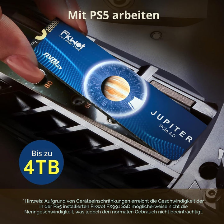 Fikwot FX991 M.2 SSD, 1TB NVMe SSD M.2, PCIe Gen4, Bis zu 7300MB/s Lesen, Interne SSD für PS5 Gaming