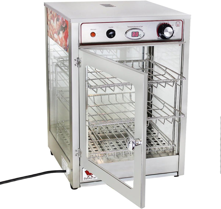 Beeketal 'BHT-1' Profi Gastro Heisse Theke Warmhaltevitrine aus Edelstahl mit Beleuchtung, Krümelsch