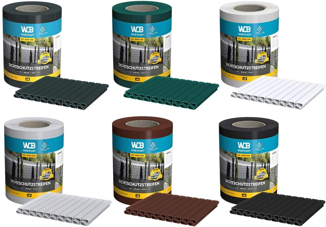 WDB Basic Line PVC Sichtschutzstreifen für Doppelstabmatten - PVC Sichtschutz für Gartenzaun & Doppe