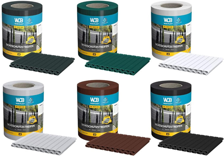 WDB Basic Line PVC Sichtschutzstreifen für Doppelstabmatten - PVC Sichtschutz für Gartenzaun & Doppe