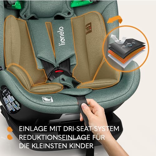LIONELO LAVENDER I-SIZE Kinderautositz von 76 bis 150 cm konform mit R129 i-Size Standard, ISOFIX Mo