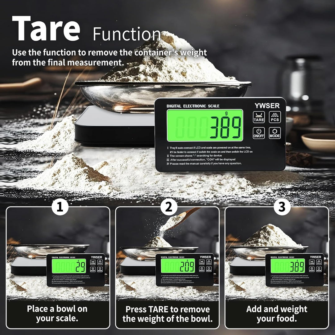 15kg Digitale Küchenwaage mit LCD-Fernanzeige, Split entworfenes Display zum einfachen Lesen und Rei