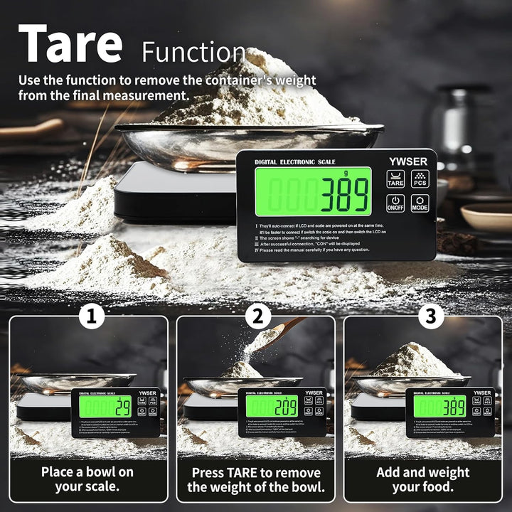 15kg Digitale Küchenwaage mit LCD-Fernanzeige, Split entworfenes Display zum einfachen Lesen und Rei