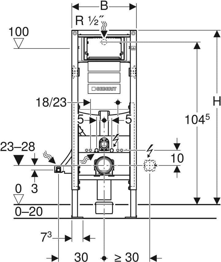 Geberit 111.350.00.5 – Rack 12 cm (UP320 Duofix mit verdeckter Spülkasten Sigma) für Behinderte