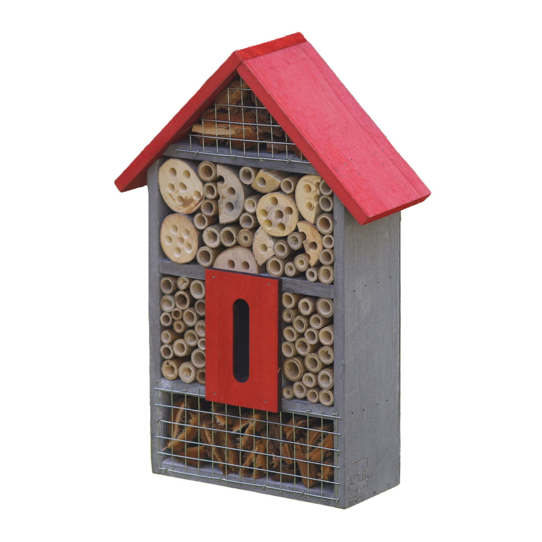 Insektenhotel grau und rot mit FSC ® Mix Credit Rot-Grau, Rot-Grau