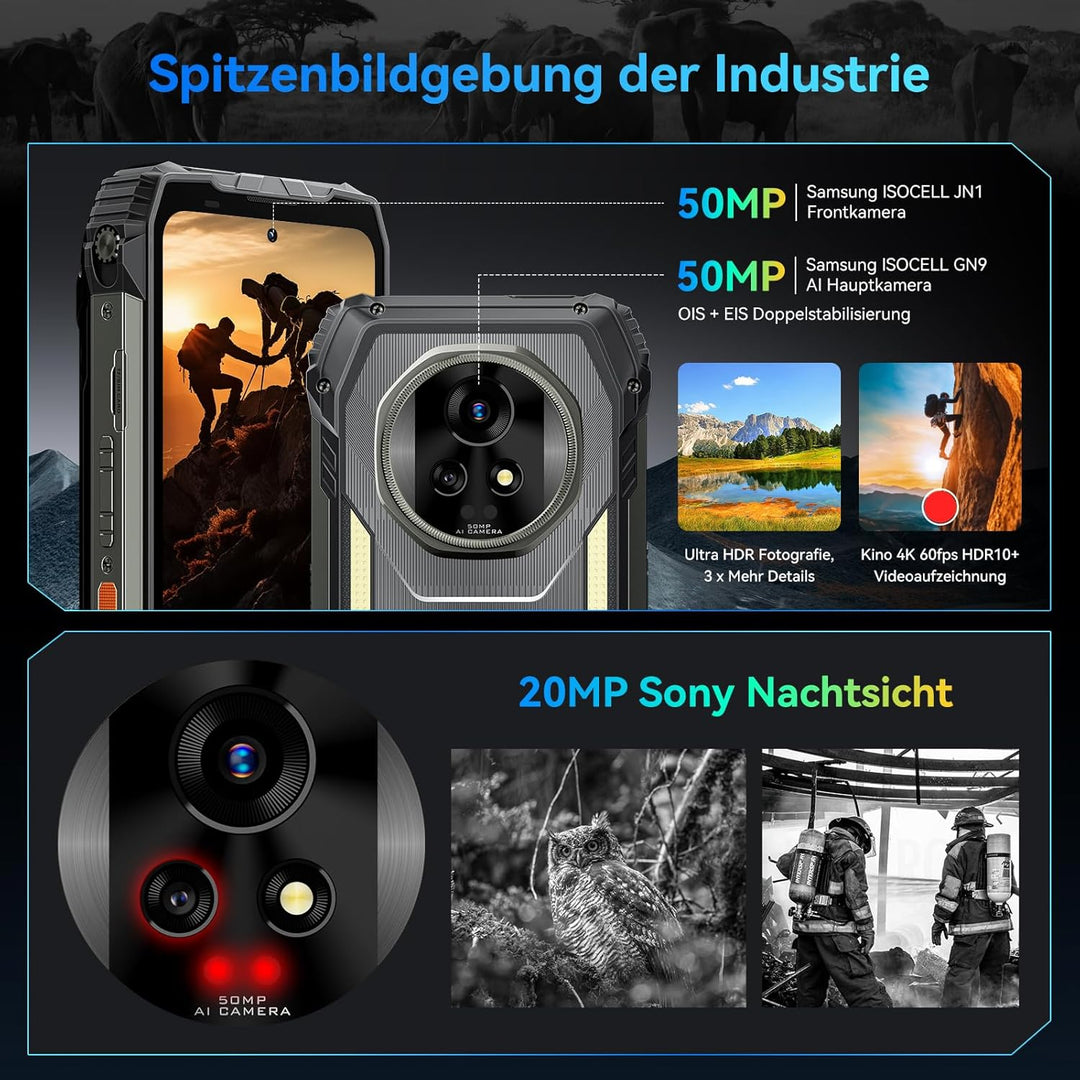 Blackview XPLORE 2 Projector Outdoor Handy Ohne Vertrag 5G, 20000mAh-Android 15 Outdoor Smartphone,