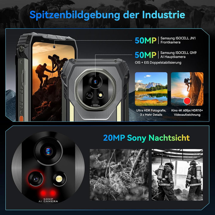 Blackview XPLORE 2 Projector Outdoor Handy Ohne Vertrag 5G, 20000mAh-Android 15 Outdoor Smartphone,