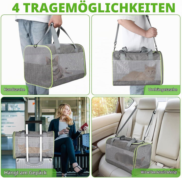 Lannvan Transportbox Hund, Katzen Transportboxen bis 6,5kg, Hundebox Auto Transporttasche Katze Atmu