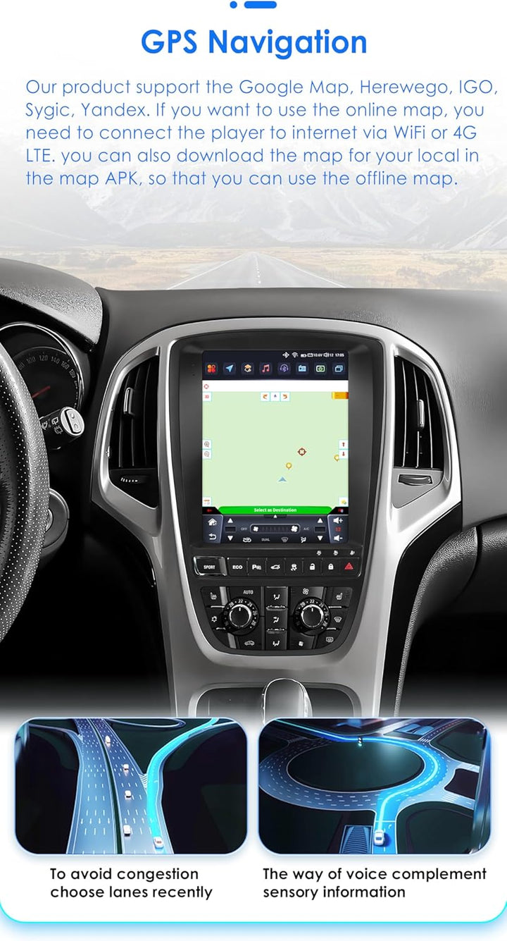 Android 13 Autoradio 9.7 Zoll Touchscreen 8-Kern Für Opel Astra J/Vauxhall Buick Verano 2009-2015 Wi