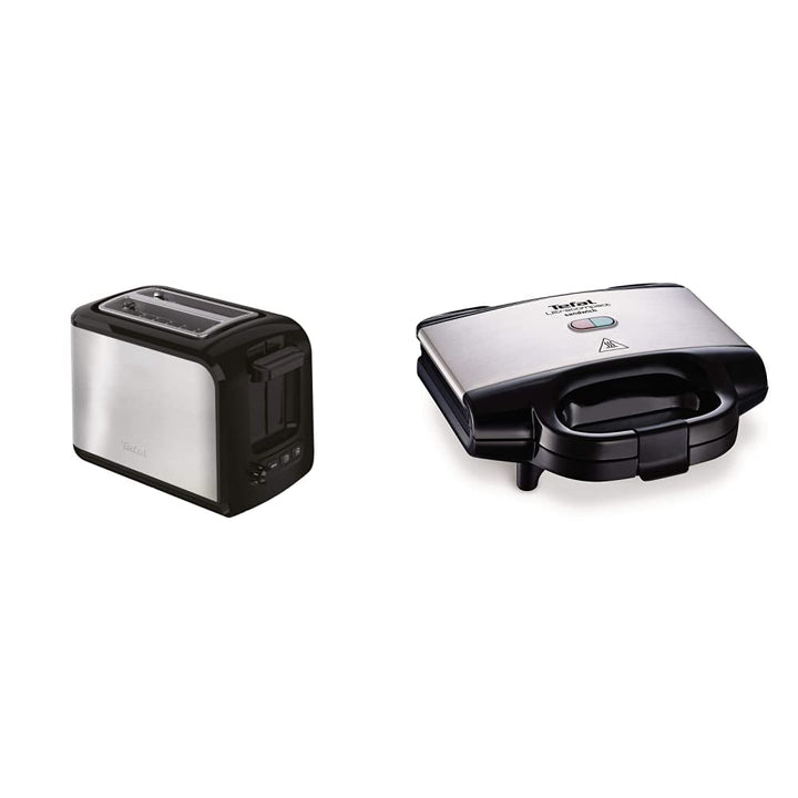 Tefal Express TT410D 2-Scheiben-Toaster, Schwarz, Edelstahl, 2 Scheiben, 850 W, 160 mm &amp; Ultracompac