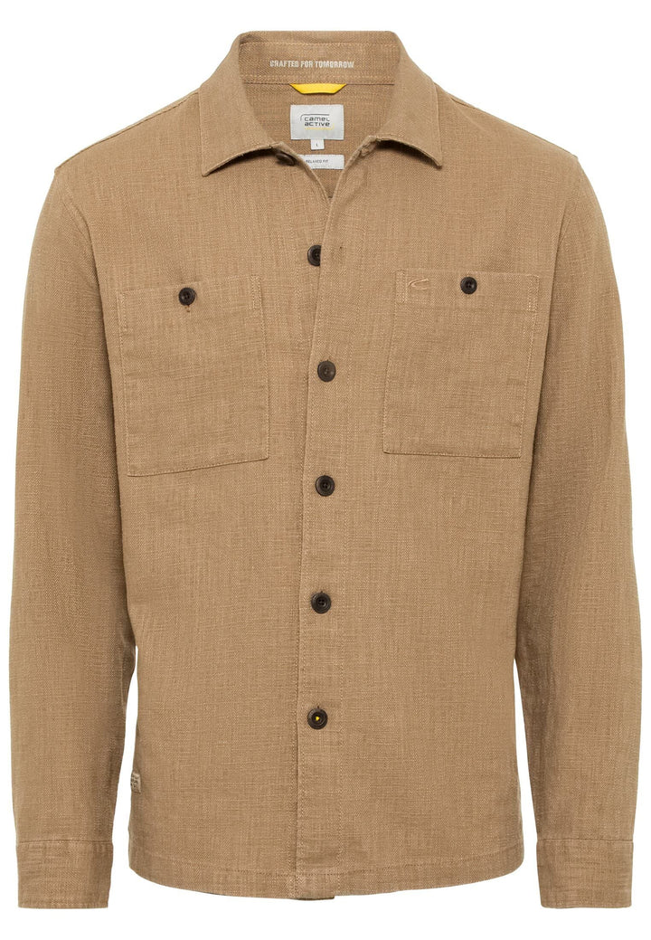 camel active Herren Overshirt aus einem Leinen-Baumwollmix S Braun, S Braun