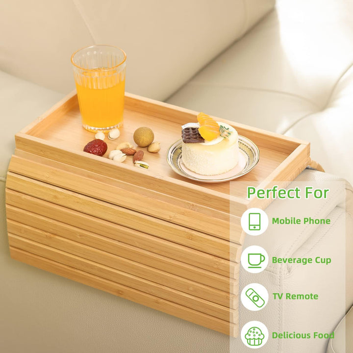 GEHE Natural Bamboo Sofa Armlehnenablage, Sofaablage Tisch für Couch, Sofa Armlehne Tablett Tisch An