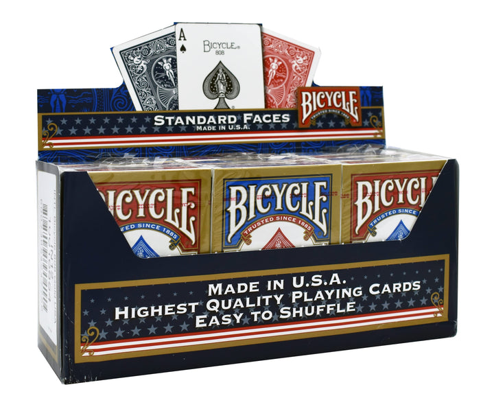 Paket von 12 Pokerkarten Bicycle Standard (6 Blau / 6 Rot) Rider Back 12 Decks Einzelbett, Rider Bac