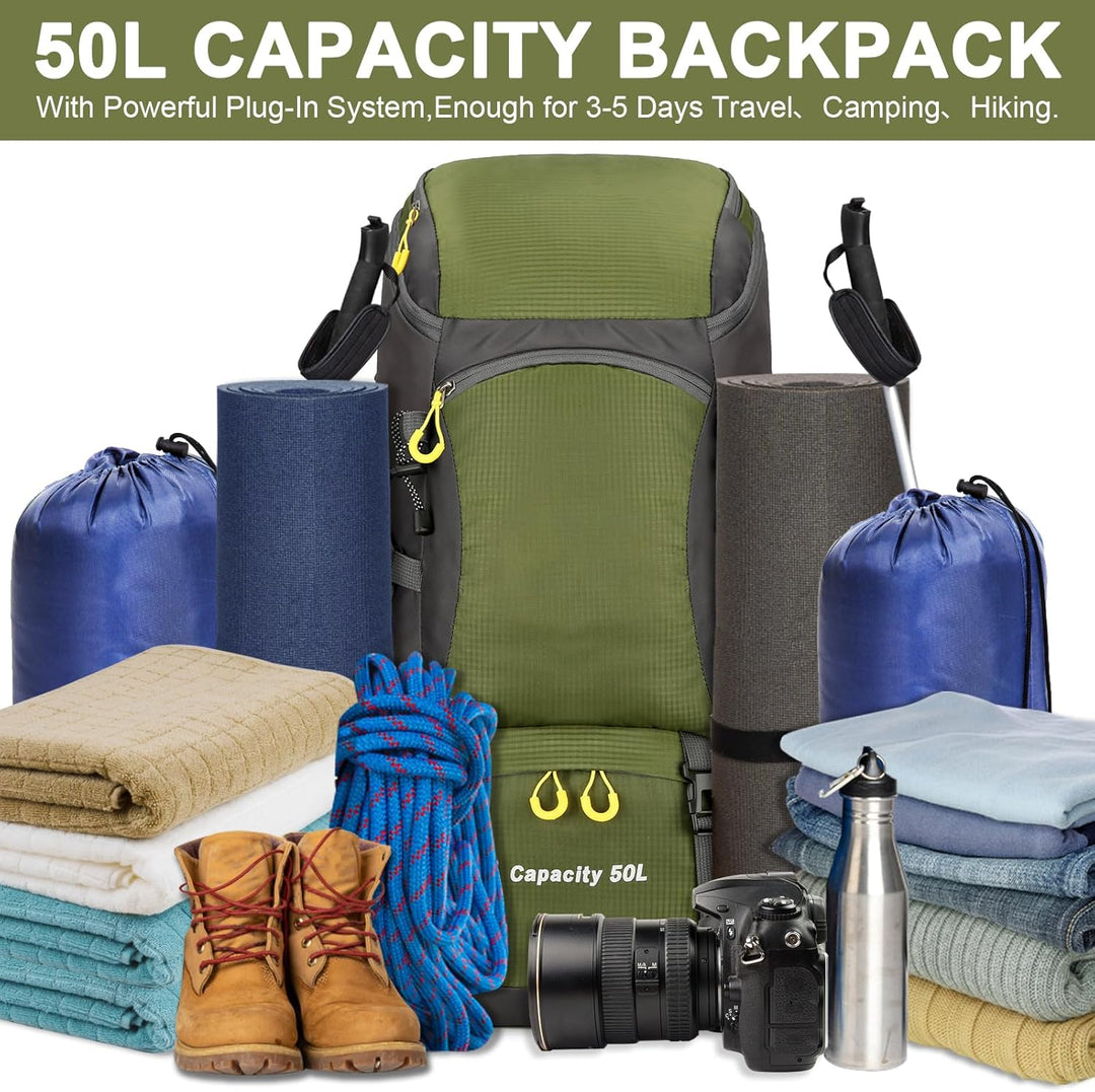 jianyana Wanderrucksack 50L Trekkingrucksack Regenhülle Reiserucksack Wasserdichter Campingrucksack