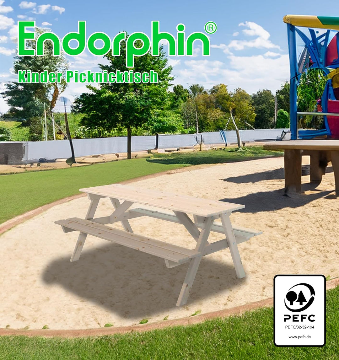 Endorphin Kinder-Picknicktisch aus Kiefernholz 117 cm lang