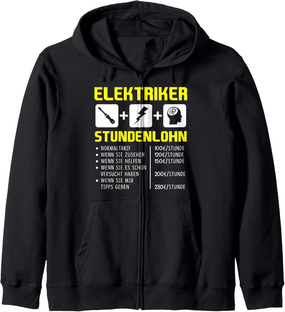 Elektriker Stundenlohn Stundensatz Gehalt Lohn Elektrizität Kapuzenjacke