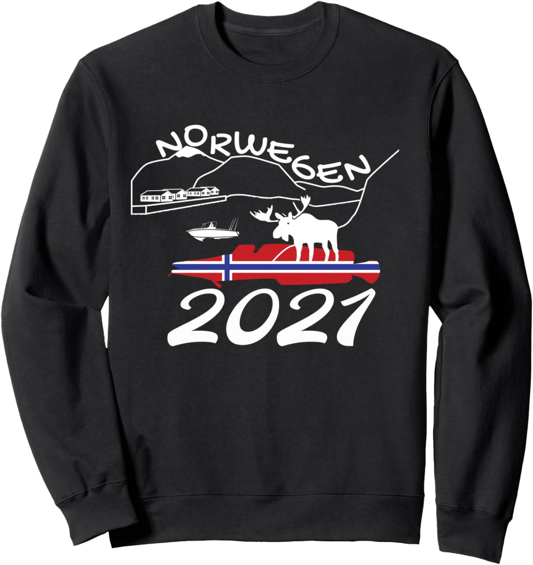 Norwegen 2021 - Leng Geschenk für Angler I Meer Elch Tour Sweatshirt