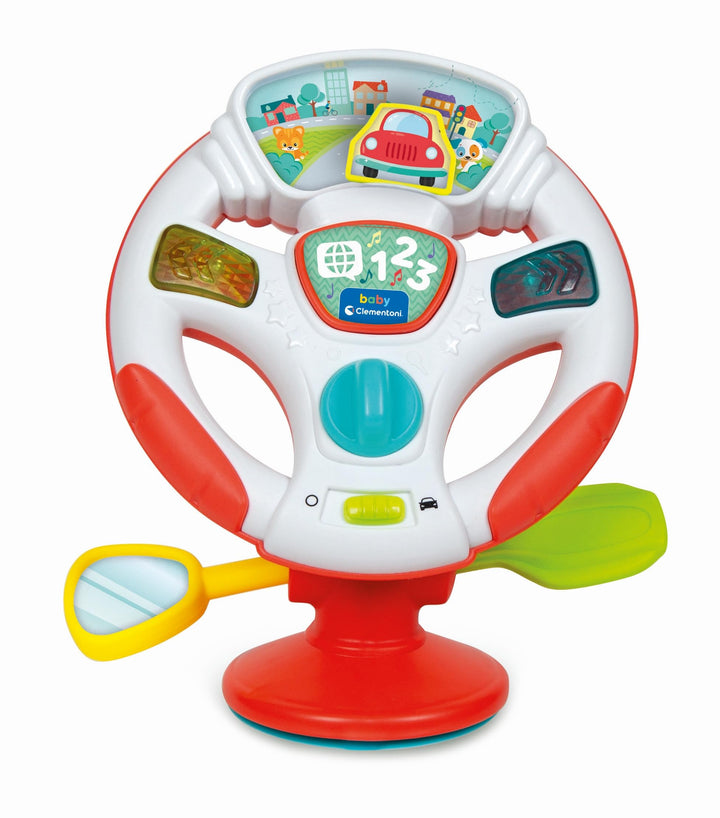 Clementoni Baby Aktivitäts-Lenkrad - Elektronisches Lernspielzeug mit Licht, Musik &amp; Tiergeräuschen