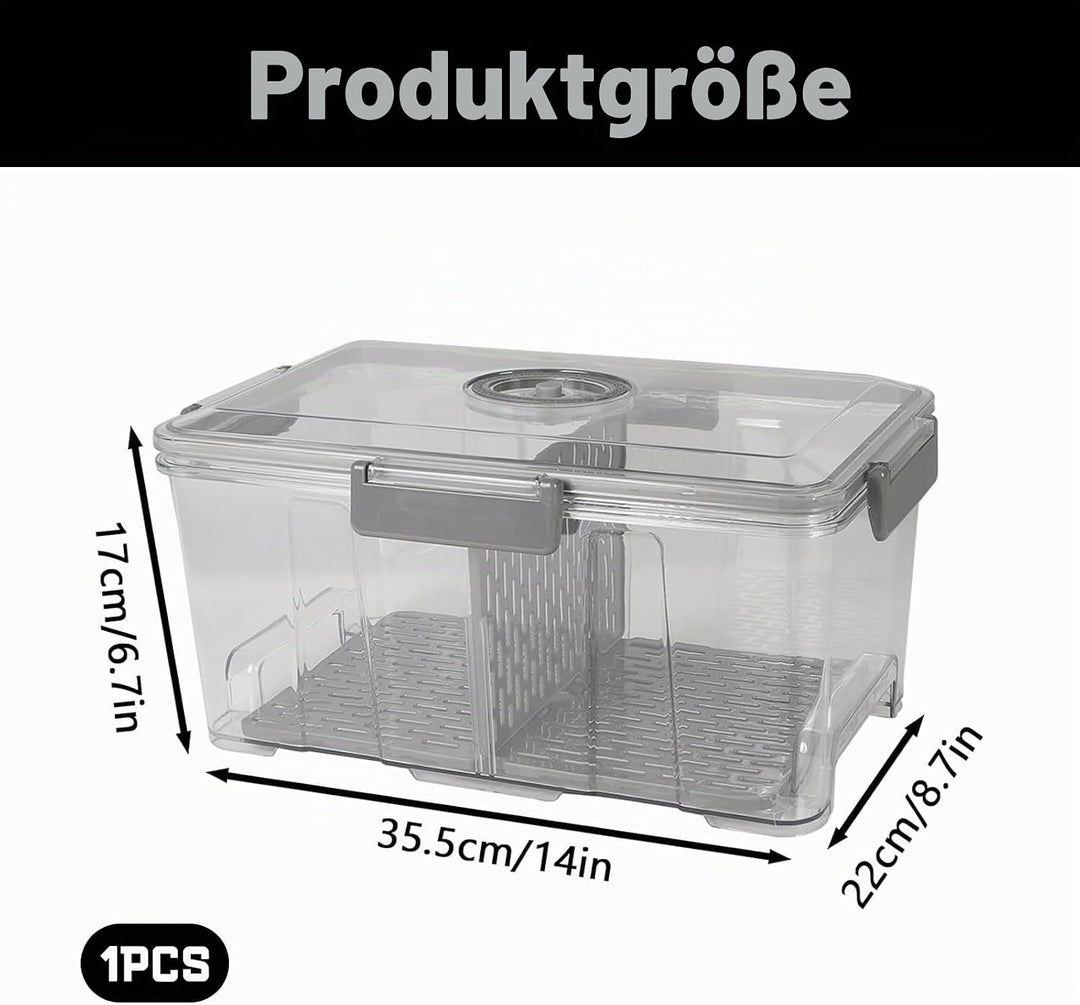 Vakuum Brotkasten gross 35cm – luftdichte Brotbox mit Pumpe &amp; Zeitaufzeichnung | Frischhaltedose für