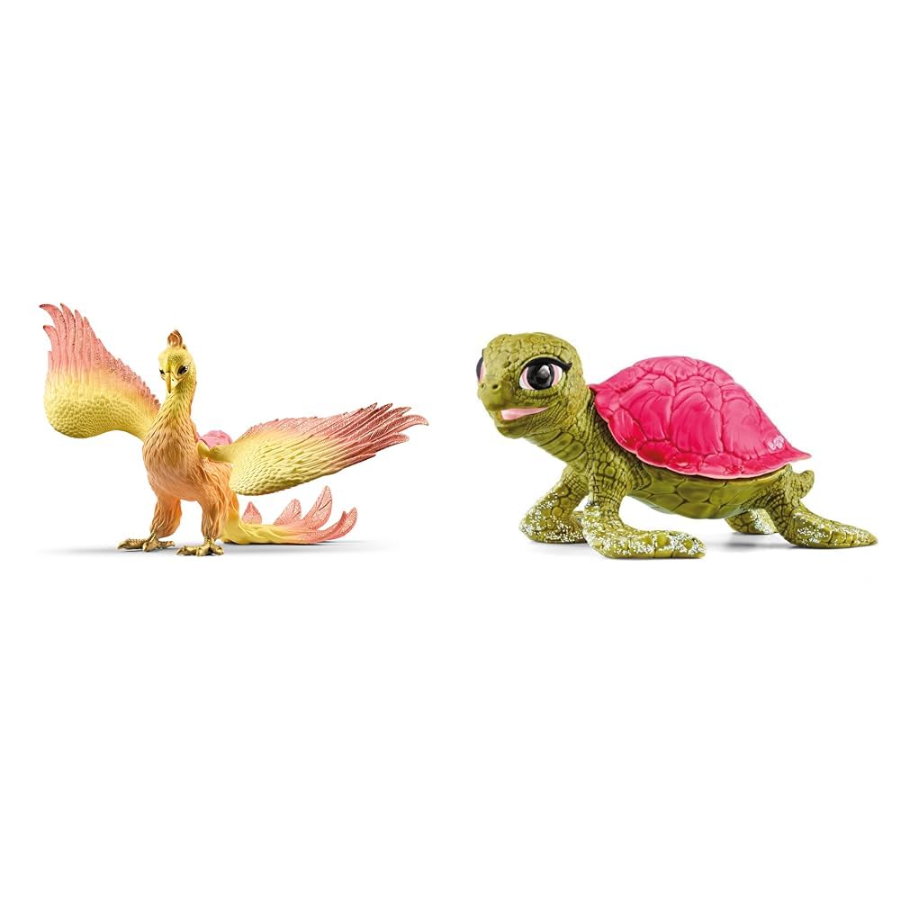 SCHLEICH BAYALA 70760 Phoenix Mythische Fantasy Actionfigur & BAYALA 70759 Pink Sapphire Schildkröte