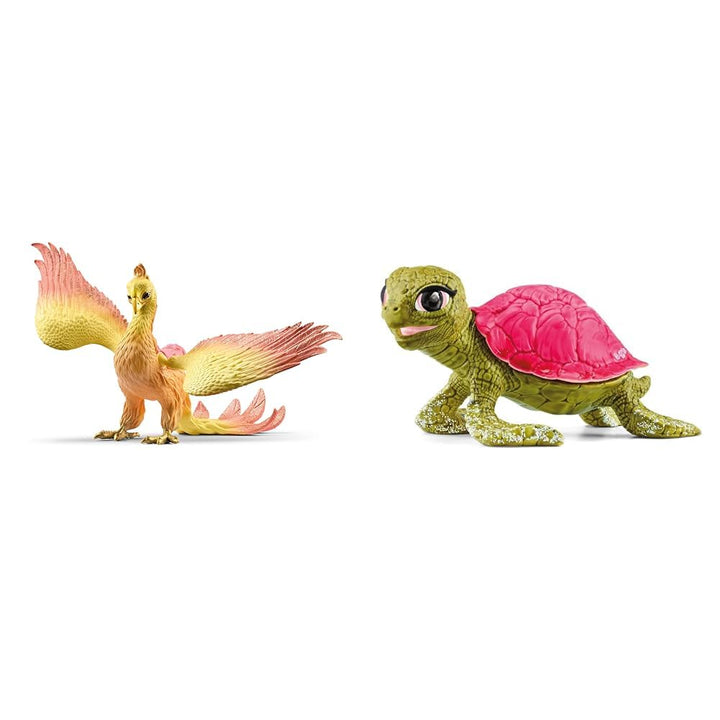 SCHLEICH BAYALA 70760 Phoenix Mythische Fantasy Actionfigur & BAYALA 70759 Pink Sapphire Schildkröte
