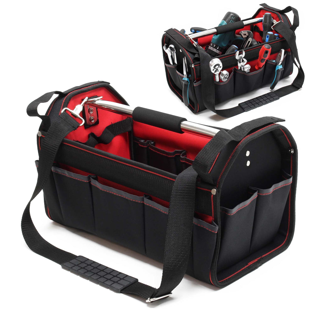 Wiltec Werkzeugtasche Grösse L 33x18,5x25 cm, Werkzeugbeutel mit verstellbarem Schultergurt und Trag