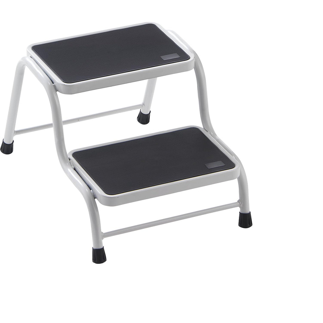 eurokraft | Basic | Stahlrohr-Tritt | Tragfähigkeit 150 kg | 2 Stufen