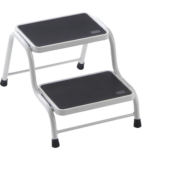 eurokraft | Basic | Stahlrohr-Tritt | Tragfähigkeit 150 kg | 2 Stufen