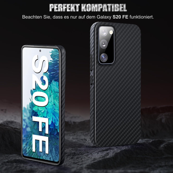für Samsung S20 FE Hülle Carbon mit Schutzfolie Handyhülle S20 FE 5G Hart Case Ultra dünn Hybrid PC