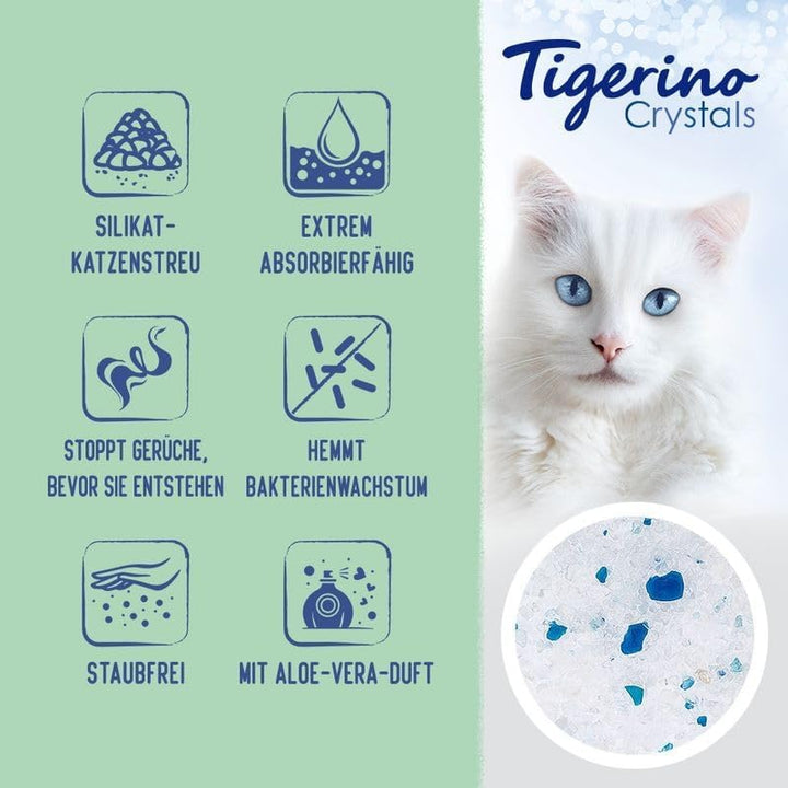 Tigerino Crystals Katzenstreu Super Pack 30L | Silikatstreu | staubfrei | extrem absorbierfähig und