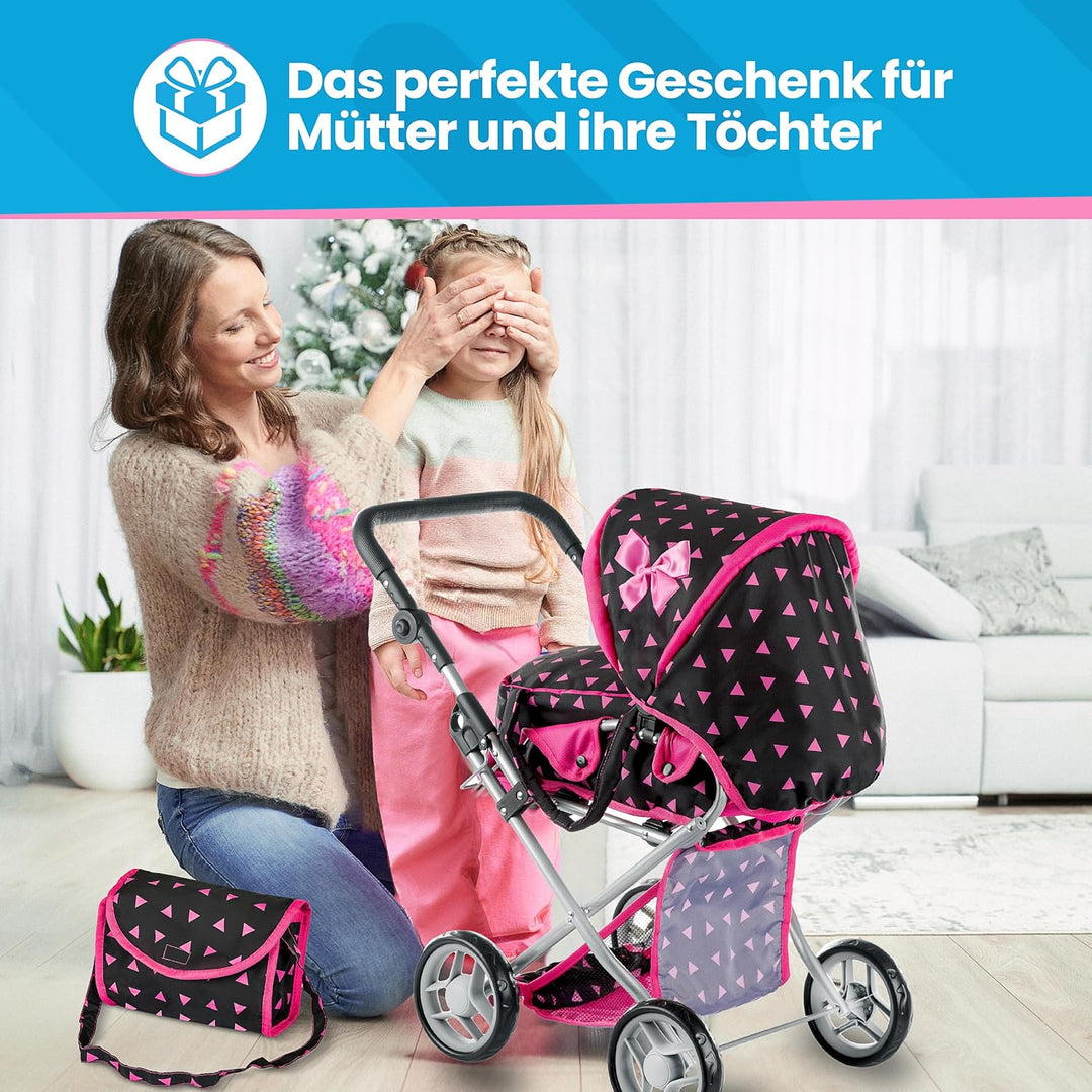 Kinderplay Puppenwagen ab 1 2 3 Jahre Kinderwagen Spielzeug - 3 in 1, Puppenwagen mit Herausnehmbare