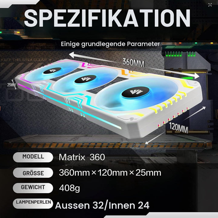 AsiaHorse 3 in 1 PC Gehäuselüfter, 3 * 120mm ARGB PC Lüfter mit 56 Adressierbare LEDs, CPU Gehäuse L